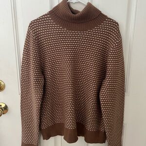 J. Crew Chocolate and Cream Knit Sweater XL